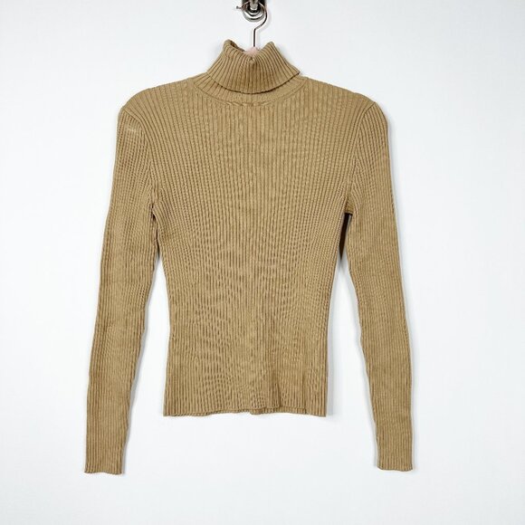 2/$30 GAP Stretch Ribbed Turtleneck Sweater Camel Brown Small #A0283 TRB2 - Picture 3 of 6